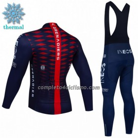 Completo Maglia ML + Pantaloncino con bretelle ML 2022 INEOS Grenadiers Winter Invernale Blu Rosso
